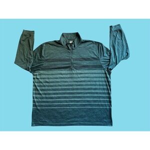 GRANDSLAM Mens Long Sleeve 1/4 Zip Pullover‎ Shirt Teal Stripe XXL